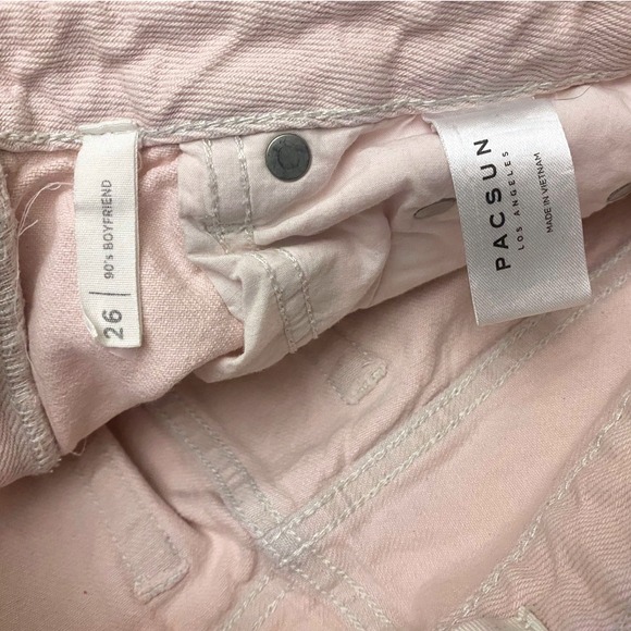PacSun 90s Boyfriend Light Pink Raw Hem Jeans Size 26 - Picture 4 of 8